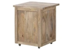Caisson Roulant En Bois De Manguier 50x50x60, Vernis Beige, RAILWAY #3002 -Massivmoebel24 09 680 772 2102 10