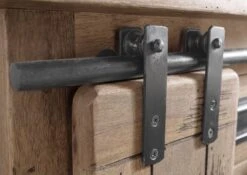 Table De Chevet En Bois De Manguier 50x40x45, Vernis Beige, RAILWAY #3012 -Massivmoebel24 09 680 772 2112 05