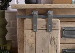 Table De Chevet En Bois De Manguier 50x40x45, Vernis Beige, RAILWAY #3012 -Massivmoebel24 09 680 772 2112 07