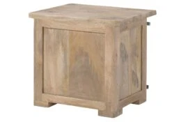 Table De Chevet En Bois De Manguier 50x40x45, Vernis Beige, RAILWAY #3012 -Massivmoebel24 09 680 772 2112 10