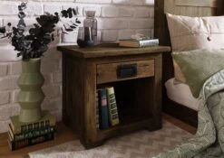 Table De Nuit En Bois De Manguier Laqué Marron RAILWAY #387