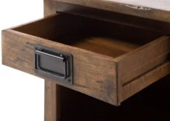 Table De Nuit En Bois De Manguier Laqué Marron RAILWAY #387 -Massivmoebel24 09 680 772 3087 07