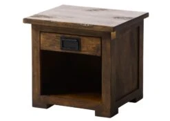 Table De Nuit En Bois De Manguier Laqué Marron RAILWAY #387 -Massivmoebel24 09 680 772 3087 09