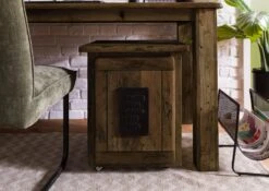 Table De Nuit En Bois De Manguier Laqué Marron RAILWAY #3002 12 Table De Nuit En Bois De Manguier Laqué Marron RAILWAY #3002 -Massivmoebel24 09 680 772 3102 03