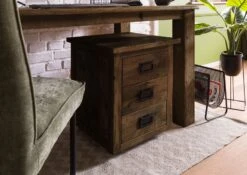 Table De Nuit En Bois De Manguier Laqué Marron RAILWAY #3003