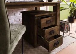 Table De Nuit En Bois De Manguier Laqué Marron RAILWAY #3003 -Massivmoebel24 09 680 772 3103 04