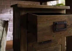 Table De Nuit En Bois De Manguier Laqué Marron RAILWAY #3003 -Massivmoebel24 09 680 772 3103 06