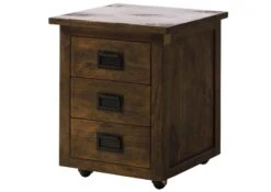 Table De Nuit En Bois De Manguier Laqué Marron RAILWAY #3003 -Massivmoebel24 09 680 772 3103 09