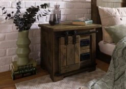 Table De Nuit En Bois De Manguier Laqué Marron RAILWAY #3012