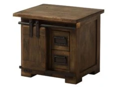 Table De Nuit En Bois De Manguier Laqué Marron RAILWAY #3012 -Massivmoebel24 09 680 772 3112 09