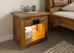 Table De Nuit En Bois De Manguier / Bois De Récupération 50x40x45 Naturel Laqué RAILWAY LUX #160 12 Table De Nuit En Bois De Manguier / Bois De Récupération 50x40x45 Naturel Laqué RAILWAY LUX #160 -Massivmoebel24 09 680 773 0060 03