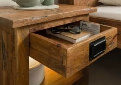 Table De Nuit En Bois De Manguier / Bois De Récupération 50x40x45 Naturel Laqué RAILWAY LUX #160 16 Table De Nuit En Bois De Manguier / Bois De Récupération 50x40x45 Naturel Laqué RAILWAY LUX #160 -Massivmoebel24 09 680 773 0060 07