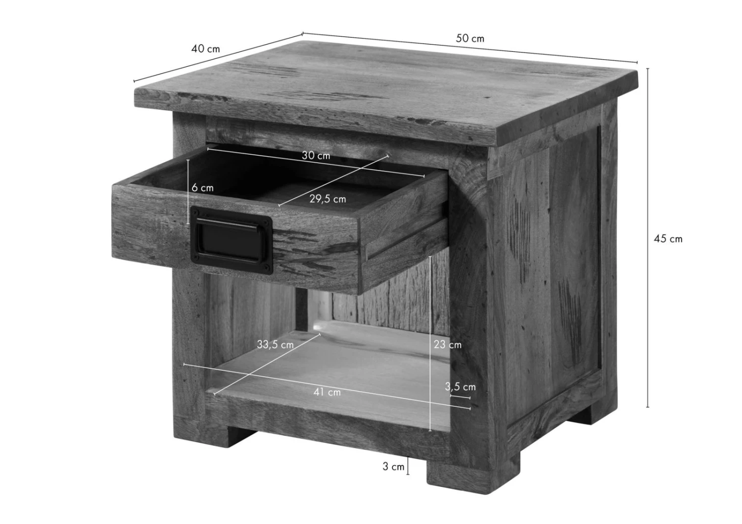 Table De Nuit En Bois De Manguier / Bois De Récupération 50x40x45 Naturel Laqué RAILWAY LUX #160 8 Table De Nuit En Bois De Manguier / Bois De Récupération 50x40x45 Naturel Laqué RAILWAY LUX #160 – Image 8