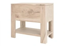 Table De Nuit 50x35 Acacia Blanchi Blanc NATURE WHITE #91 -Massivmoebel24 09 681 552 0091 3