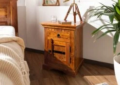 Table De Nuit 45x40 Acacia Laqué Miel OXFORD #270