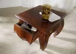 Table De Nuit 45x45 Acacia Laqué Nougat OPIUM #266 -Massivmoebel24 09 681 620 3906 3