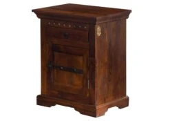 Table De Nuit 45x40 Acacia Laqué Nougat OXFORD #271 -Massivmoebel24 09 681 620 4044 9