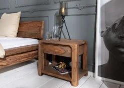 Table De Nuit 60x40 Palissandre Huilé Gris Taupe BUENO #015