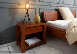 Table De Nuit 60x40 Acacia Laqué Miel BUENO #025