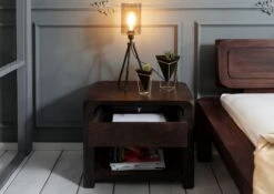 Table De Nuit 60x40 Acacia Laqué Tabac BUENO #035 12 Table De Nuit 60x40 Acacia Laqué Tabac BUENO #035 -Massivmoebel24 09 681 679 0035 4