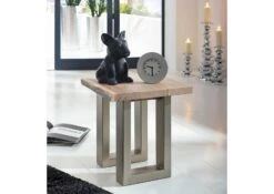 Table De Nuit 40x40 Acacia Laqué Natural Stone FREEFORM #126