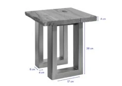 Table De Nuit 40x40 Acacia Laqué Natural Stone FREEFORM #126 -Massivmoebel24 09 681 814 0126 8