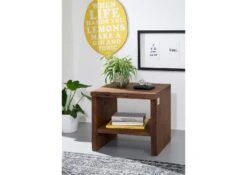 Table De Nuit 45x40 Acacia Laqué Brun PURE ACACIA #010