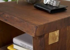 Table De Nuit 45x40 Acacia Laqué Brun PURE ACACIA #010 -Massivmoebel24 09 681 886 0010 4