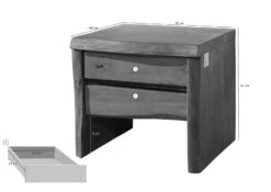 Table De Nuit 45x40 Acacia Laqué Bois Naturel PURE ACACIA #311 -Massivmoebel24 09 681 886 3011 08