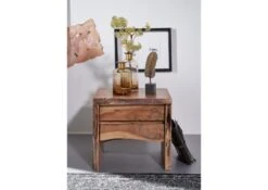 Table De Nuit 45x40 Acacia Laqué Bois Naturel PURE ACACIA #311 -Massivmoebel24 09 681 886 3011 3