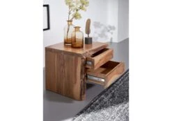 Table De Nuit 45x40 Acacia Laqué Bois Naturel PURE ACACIA #311 -Massivmoebel24 09 681 886 3011 4