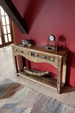 Console 115x30 Bois De Récupération Laqué Multicolore NATURE OF SPIRIT #03 -Massivmoebel24 09 682 700 5102 6