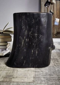 Table D'appoint 35x35 Acacia Laqué Noir UNIKA -Massivmoebel24 09 900 455 7002 5