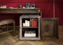 Coffre 50x50 Palissandre Huilé Gris Taupe TAMBORA #781 -Massivmoebel24 09 900 556 1081 4