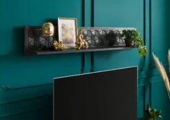 Étagère Murale En Bois De Manguier 159x22x29 Gris Huilé DIAMOND #125 -Massivmoebel24 09 900 760 0025 03