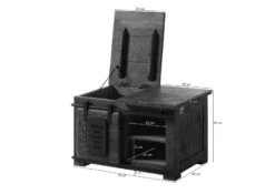 Coffre 76x51 Manguier Laqué Gris RAILWAY #234 -Massivmoebel24 09 900 772 3028 08 2