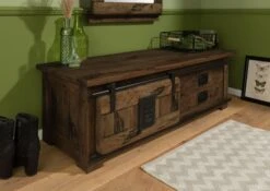 Table Basse En Bois De Manguier Laqué Marron RAILWAY #3011