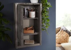 Étagère Murale 40x20 Acacia Laqué Gris Taupe PURE ACACIA #602 -Massivmoebel24 09 900 886 6002 3