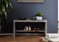 Banc D'entrée 81x30 Acacia Laqué Gris Taupe PURE ACACIA #916 -Massivmoebel24 09 900 886 9016 3