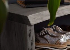 Banc D'entrée 81x30 Acacia Laqué Gris Taupe PURE ACACIA #916 -Massivmoebel24 09 900 886 9016 4