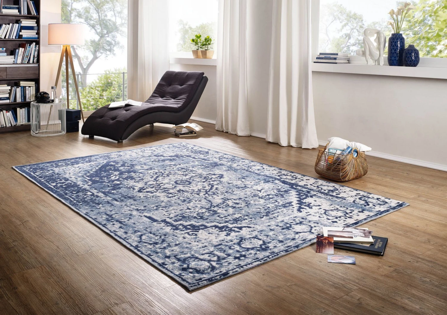 Tapis 300x200 Coton Bleu LINCOLN TWO 1 Tapis 300x200 Coton Bleu LINCOLN TWO