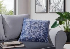 Coussin 50x50 Cm Coton Bleu LINCOLN TWO