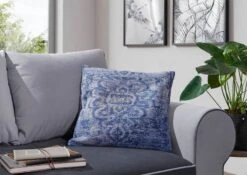 Coussin 50x50 Cm Coton Bleu BOSTON