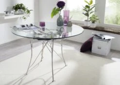 Table D'appoint 107x107 Plateau En Verre Gris DEKO #086