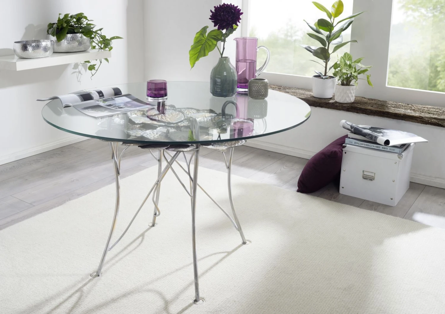 Table D'appoint 107x107 Plateau En Verre Gris DEKO #086 1 Table D'appoint 107x107 Plateau En Verre Gris DEKO #086