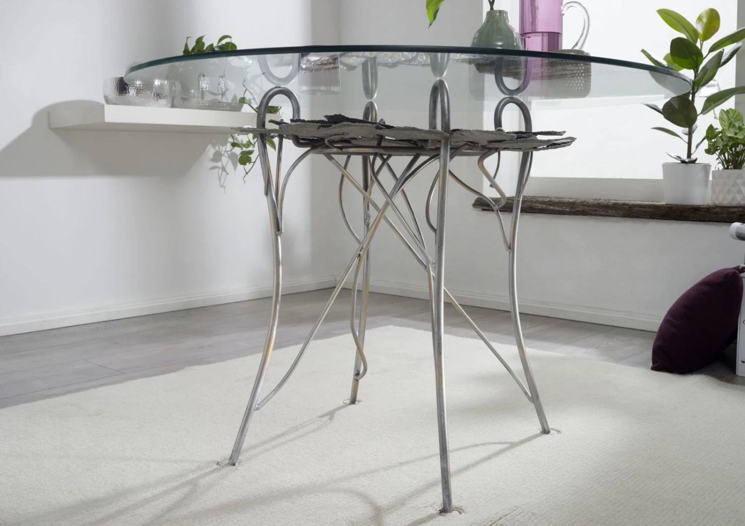 Table D'appoint 107x107 Plateau En Verre Gris DEKO #086 2 Table D'appoint 107x107 Plateau En Verre Gris DEKO #086 – Image 2