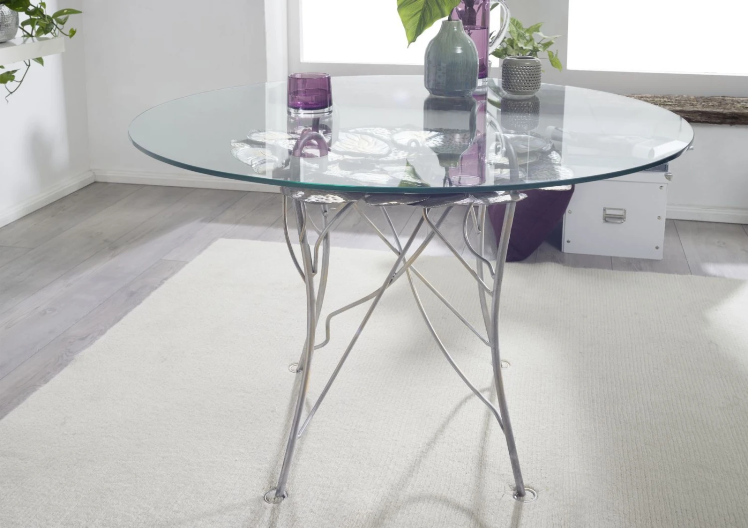 Table D'appoint 107x107 Plateau En Verre Gris DEKO #086 4 Table D'appoint 107x107 Plateau En Verre Gris DEKO #086 – Image 4