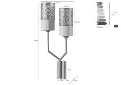 Luminaire Murale 25x12x56 Doré LOS ANGELES #82 -Massivmoebel24 09 916 891 0082 08