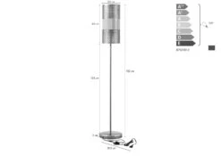 Lampe à Pied 25x25x134 Doré LOS ANGELES #83 -Massivmoebel24 09 916 891 0083 08