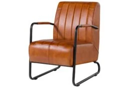 Fauteuil 59x84 Cuir Cognac IRON LABEL #21 -Massivmoebel24 09 920 890 0021 9